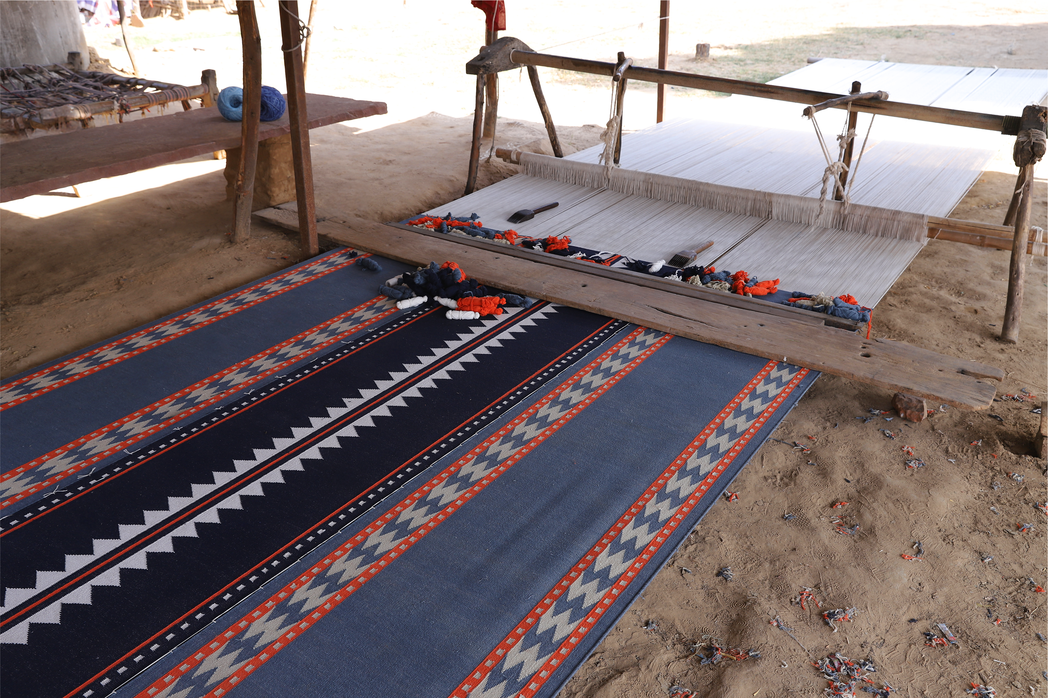 Handwoven raw cotton stair runners by Sophie Cooney Runners