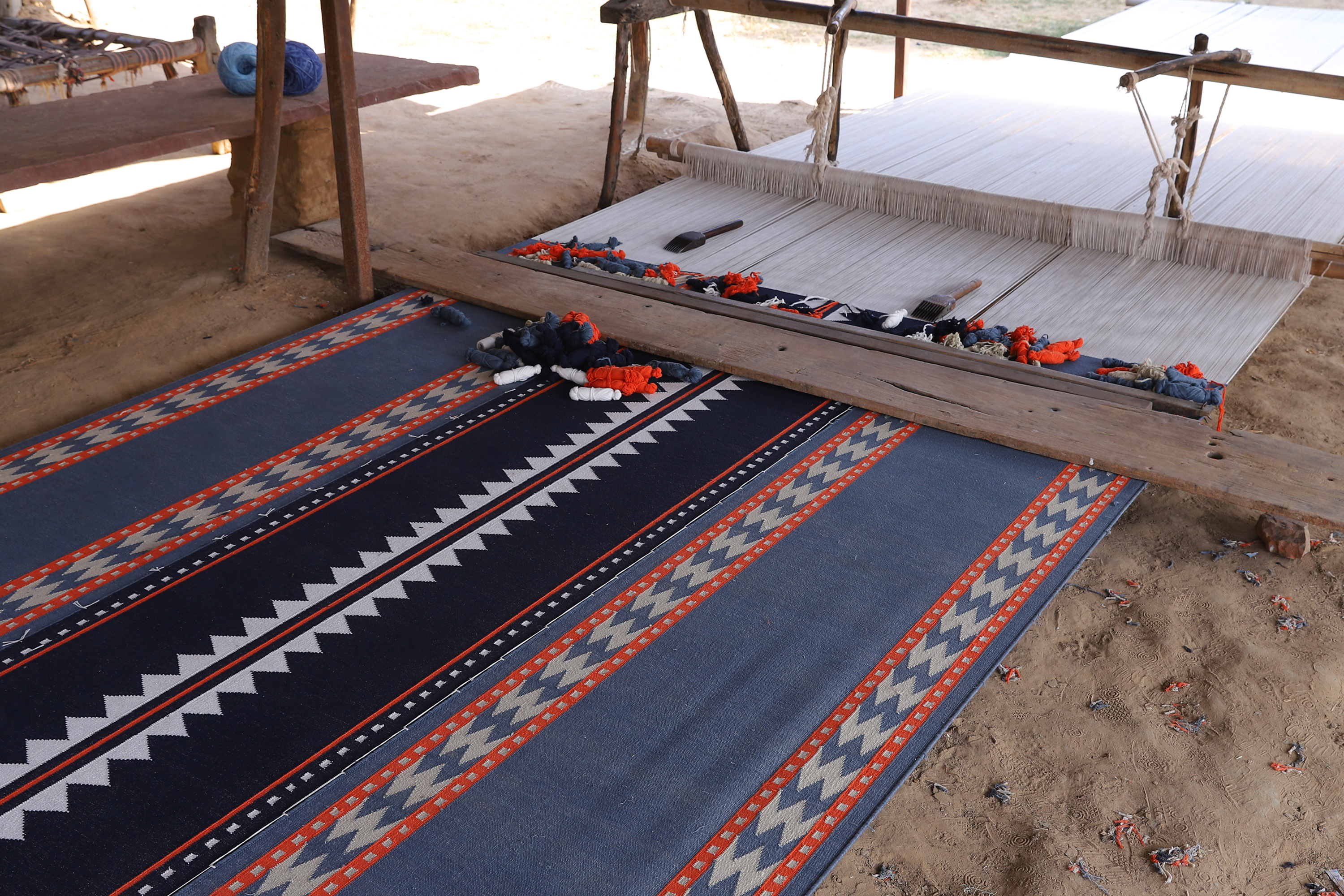 Handwoven raw cotton stair runners by Sophie Cooney Runners