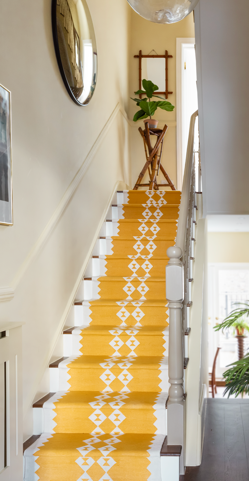 Yellow eye design stair runner by Sophie Cooney Runners