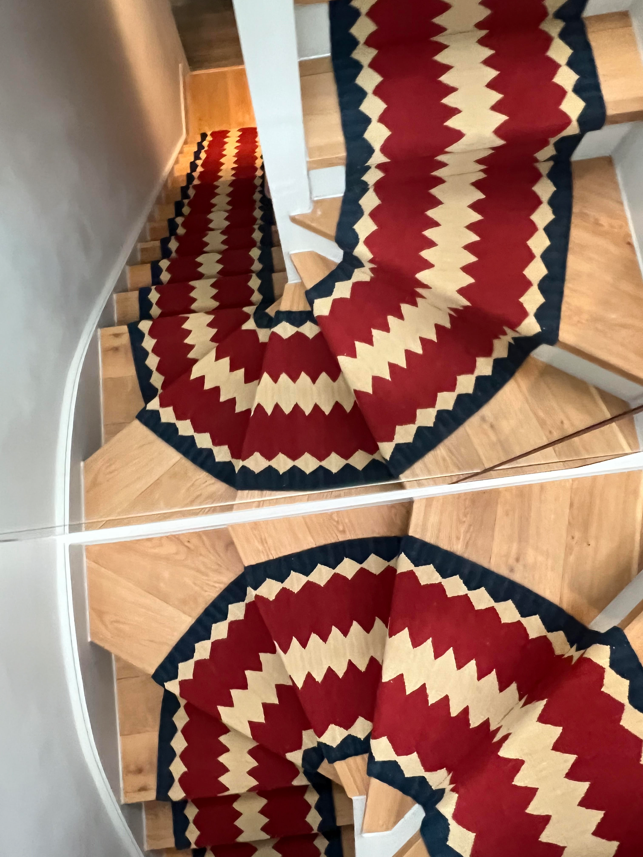 Safari red wool stair runner by Sophie Cooney Runners
