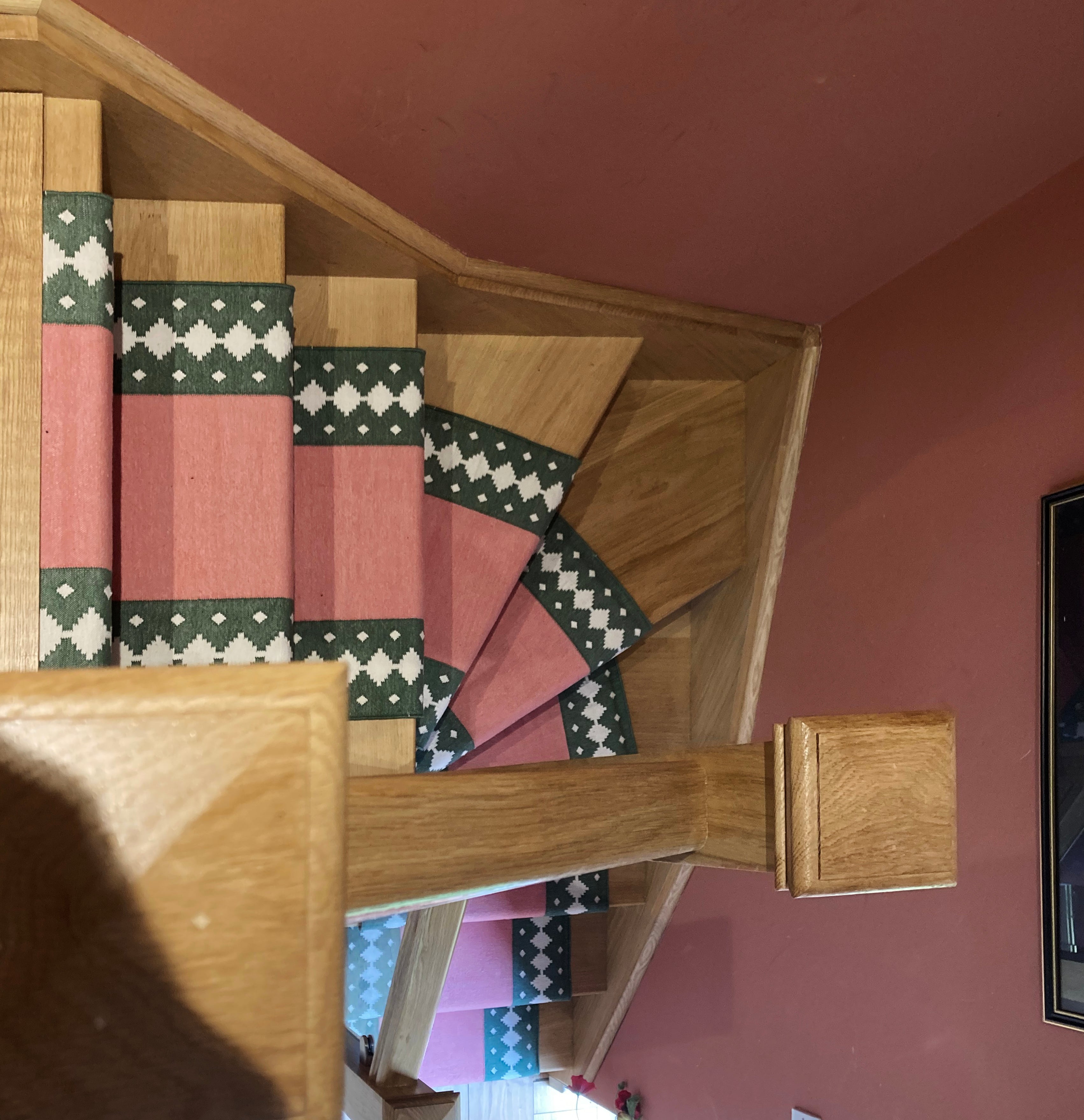 Rudis via pink raw cotton stair runner by Sophie Cooney Runners