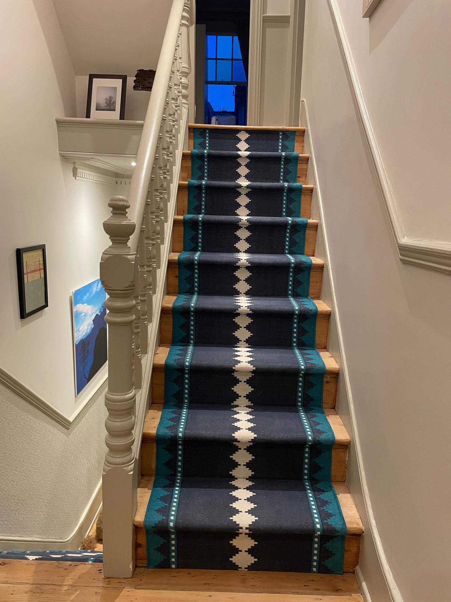 Terra blue raw cotton stair runner by Sophie Cooney Runners