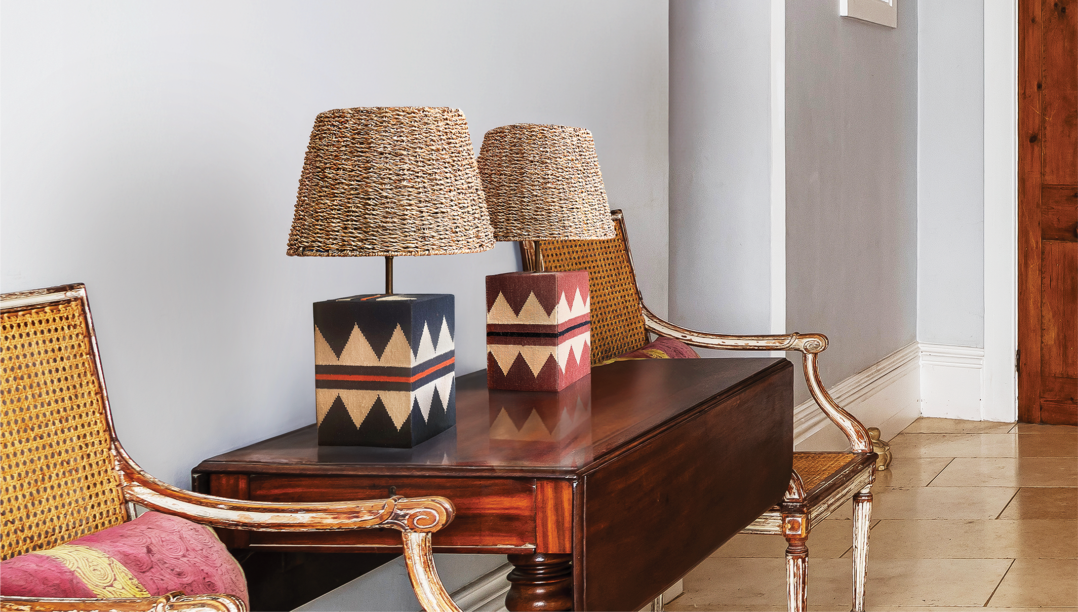 Zuri Lamps in red and navy