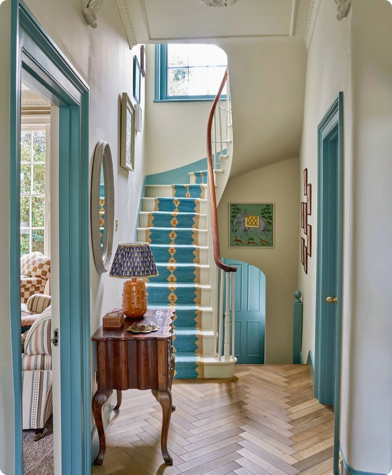 Beautiful Blue Stair Runner, eye design by Sophie Cooney