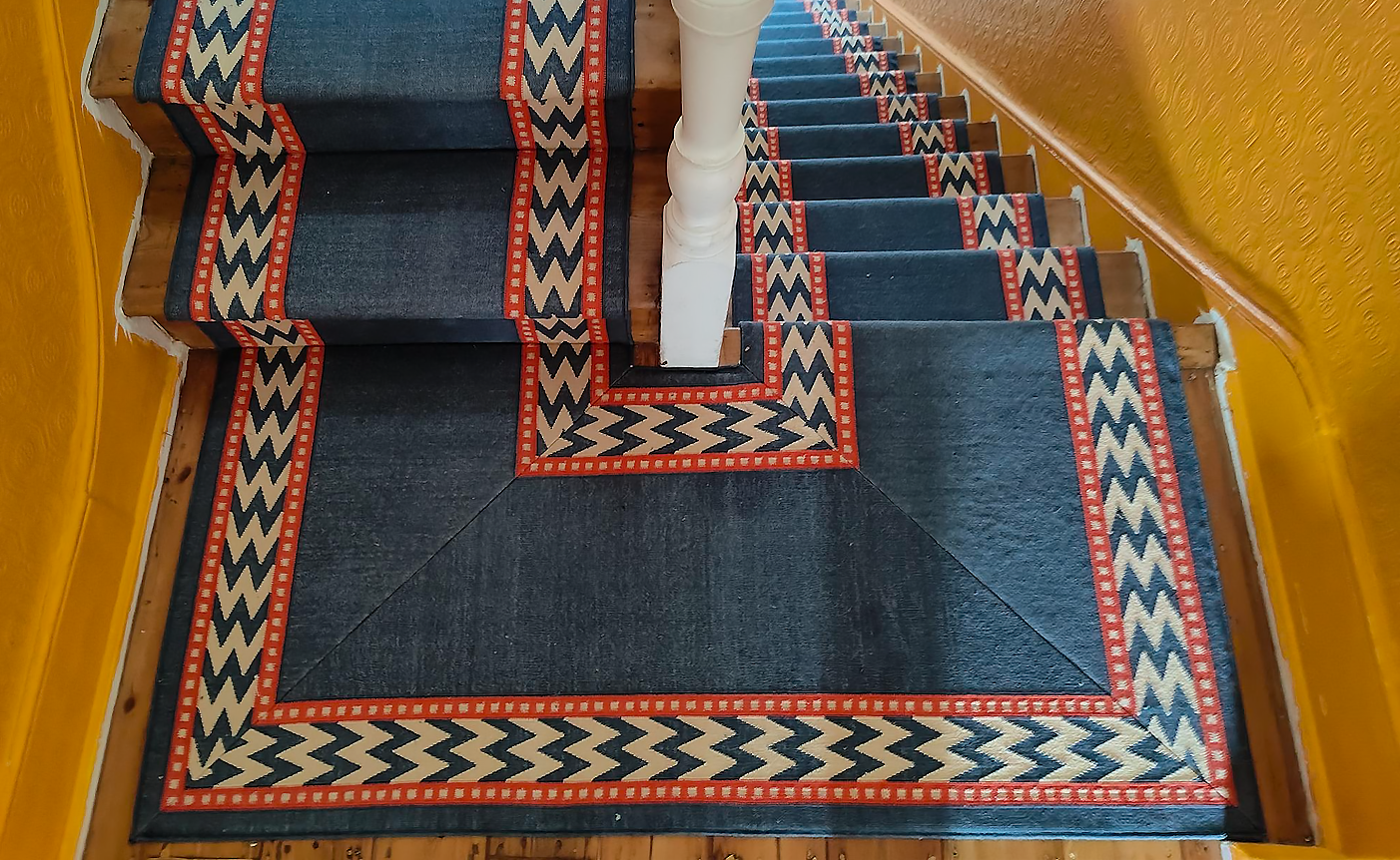 Thora blue wool stair runner by Sophie Cooney Runners