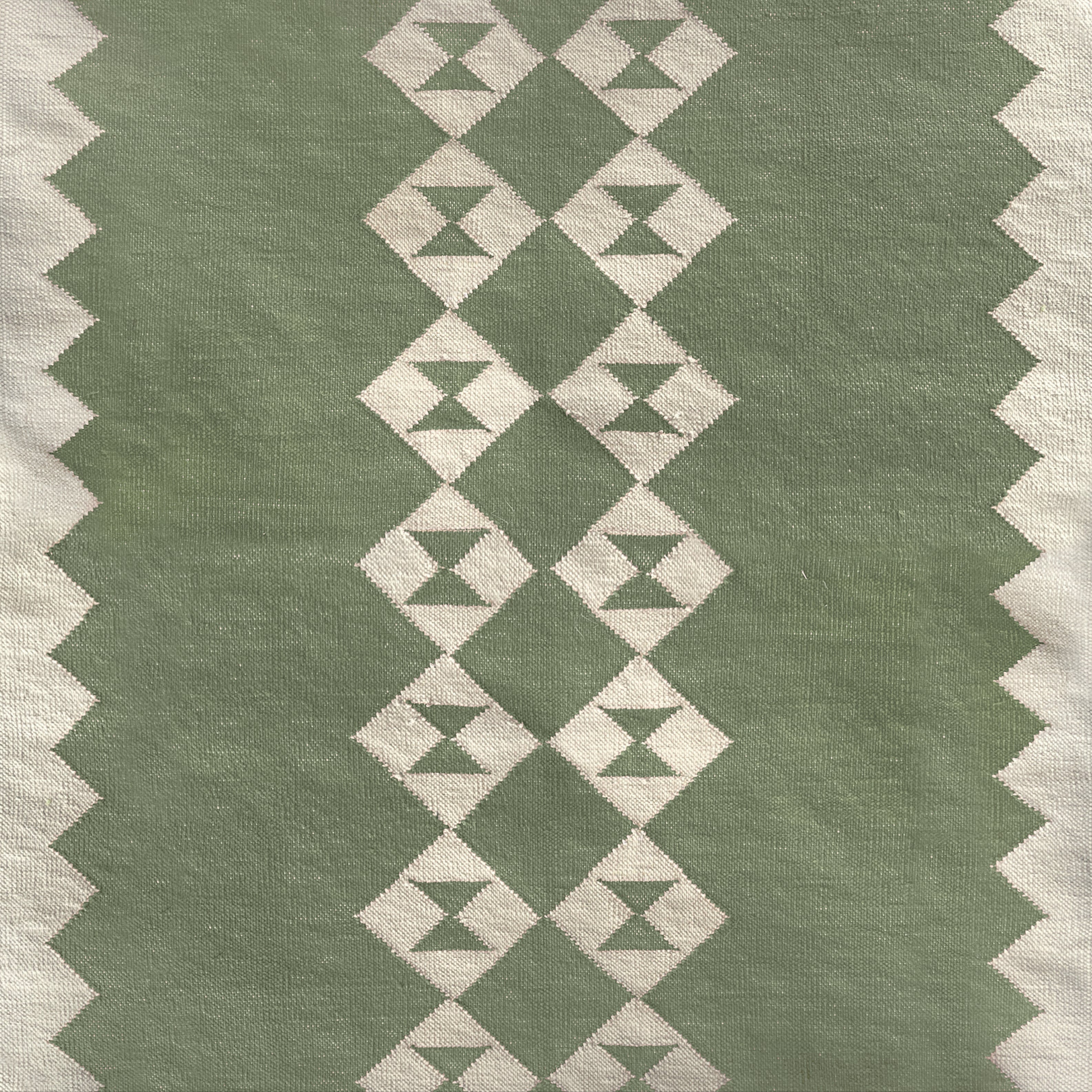Eye Duo Moss Green raw cotton stair runner by Sophie Cooney Runners