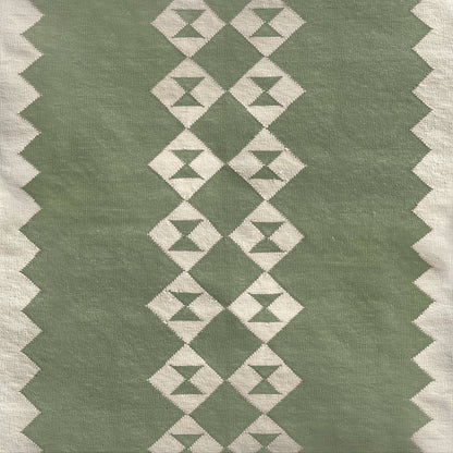 Eye Duo Moss Green raw cotton stair runner by Sophie Cooney Runners