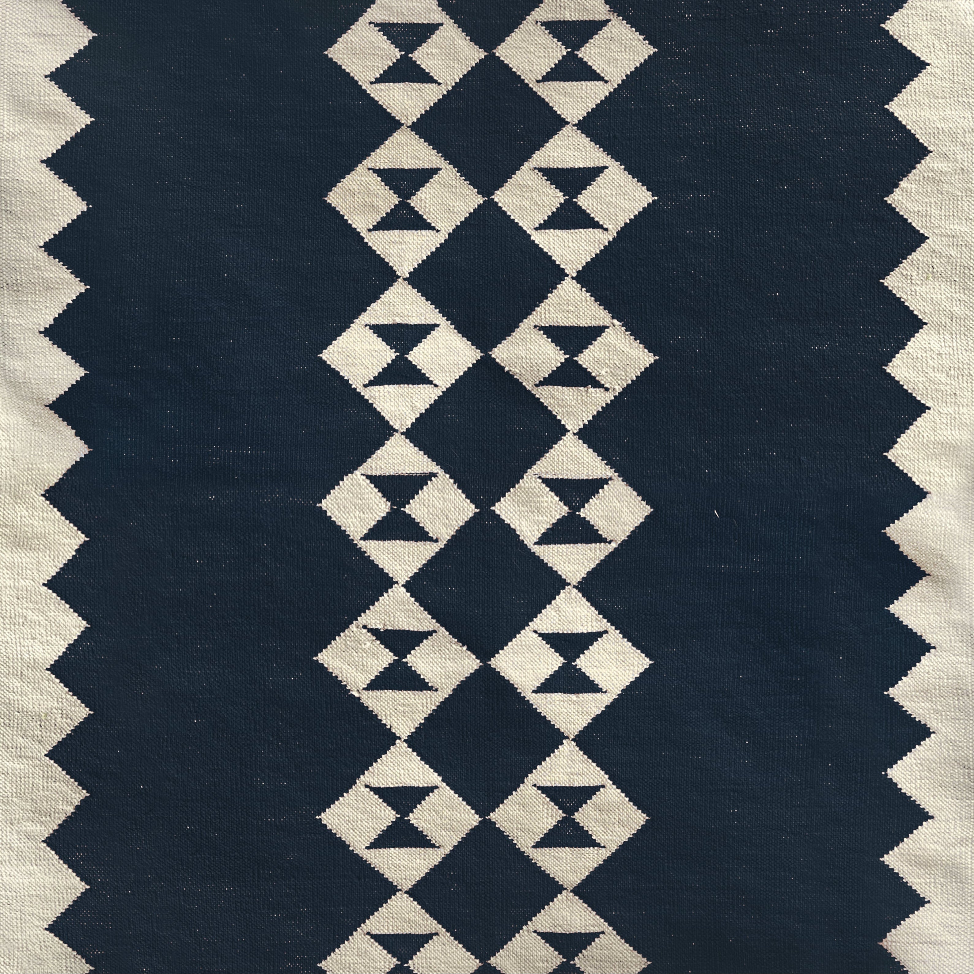 Eye Duo Navy raw cotton stair runner by Sophie Cooney Runners
