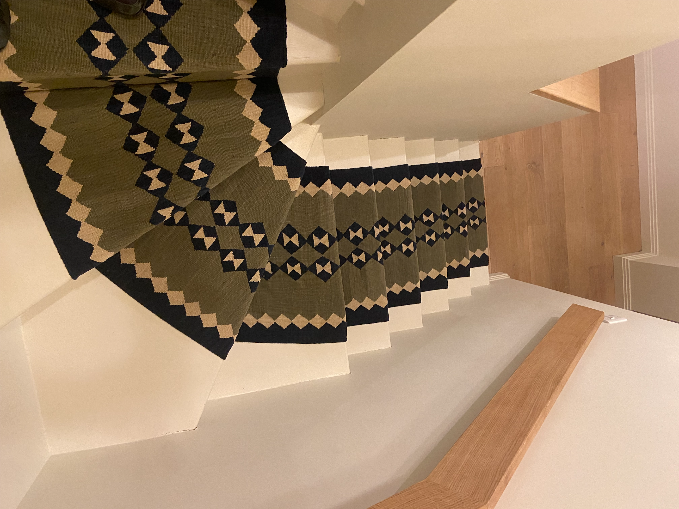 Via duo moss green wool stair runner by Sophie Cooney Runners