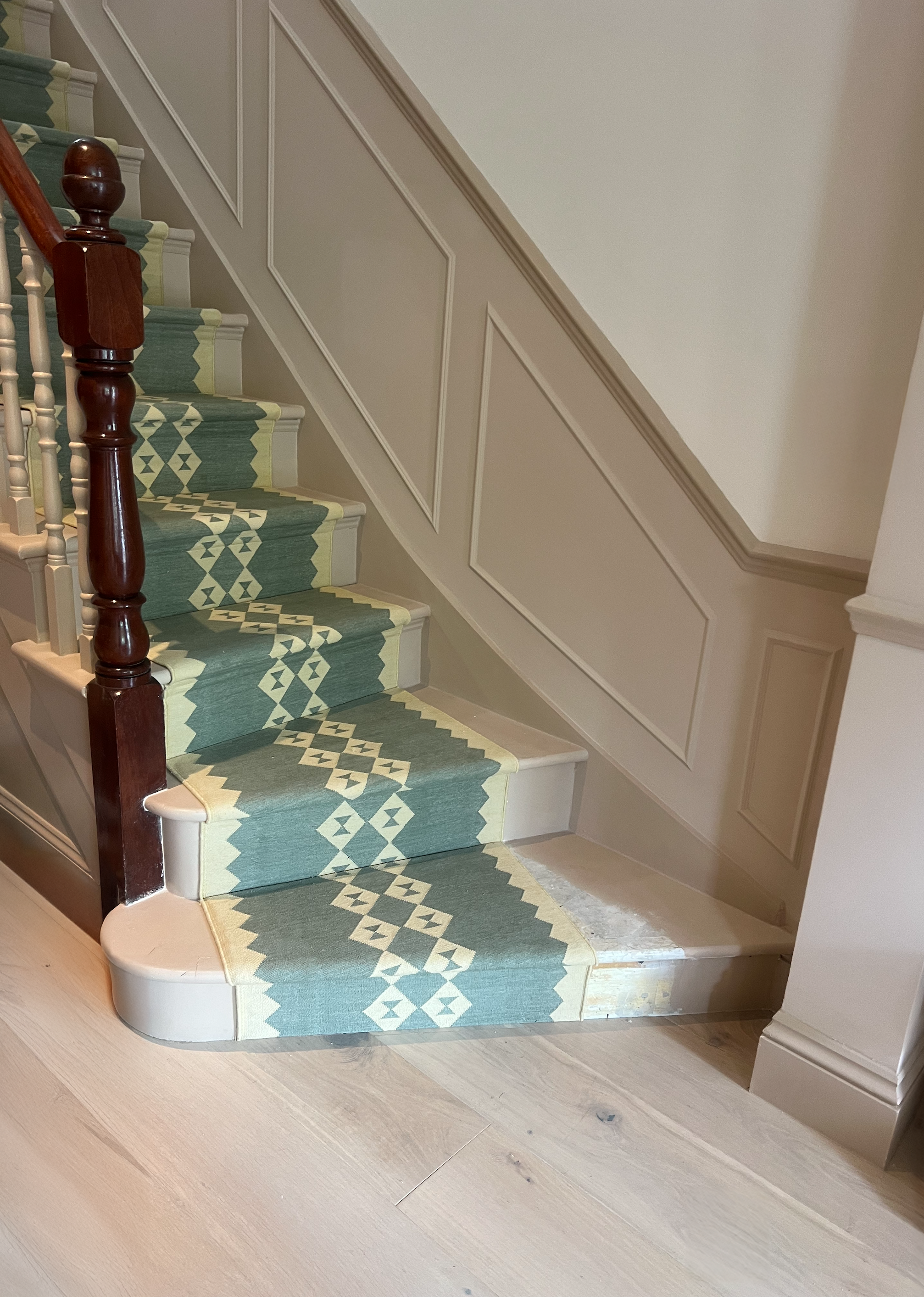 Eye duo moss green wool stair runner by Sophie Cooney Runners