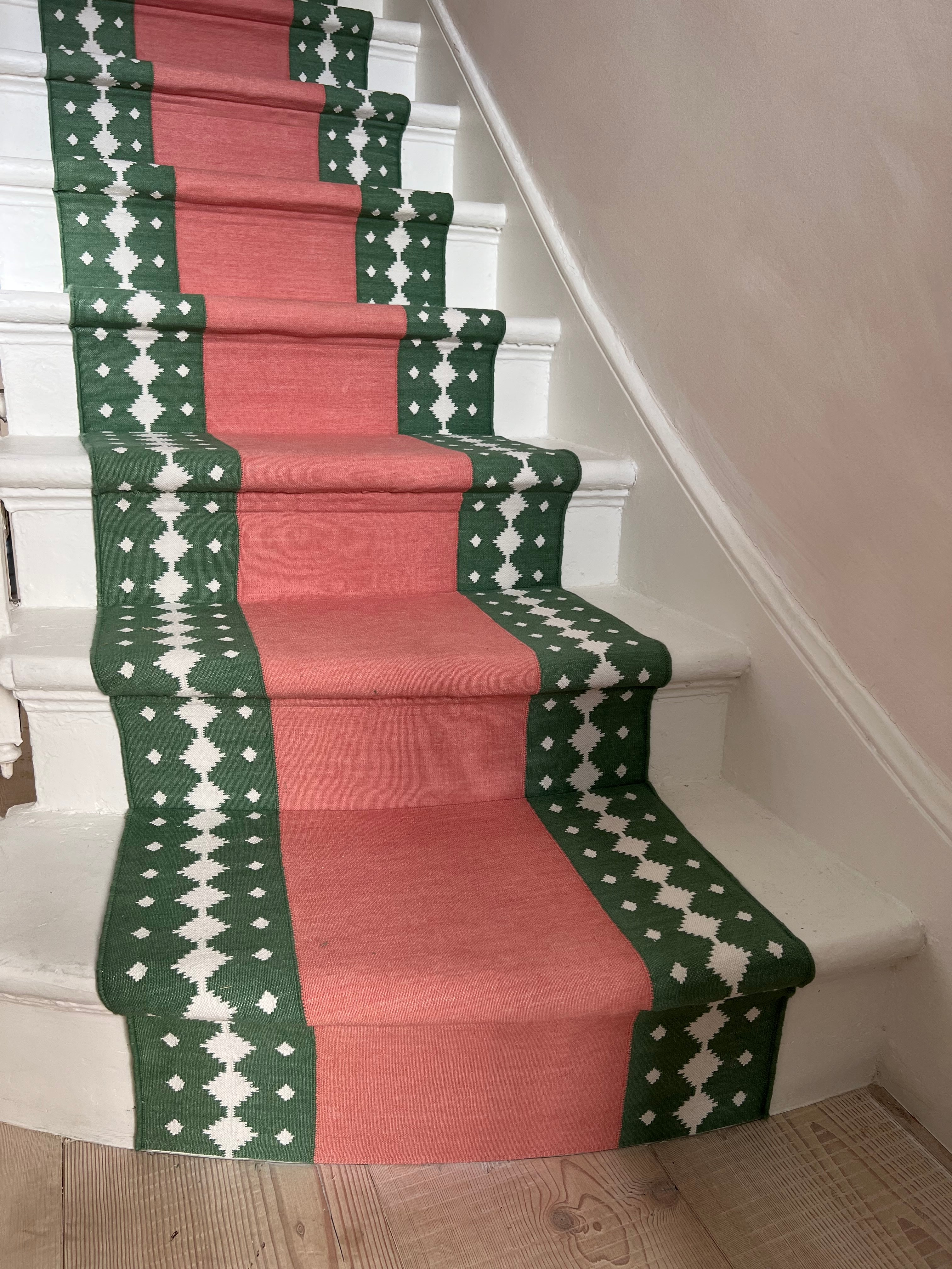 Rudis via pink raw cotton stair runner by Sophie Cooney Runners