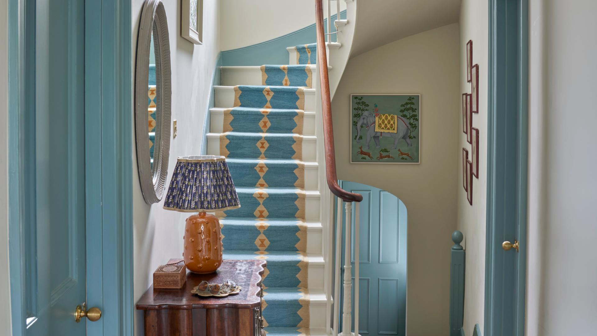 Bespoke SCR Eye Design Sky Blue Wool Runner by Sophie Cooney Runners 