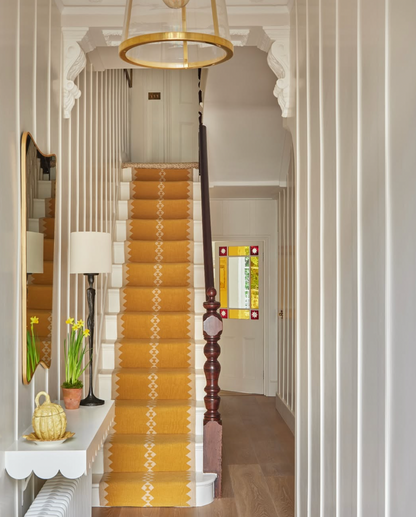 Yellow eye design stair runner by Sophie Cooney Runners