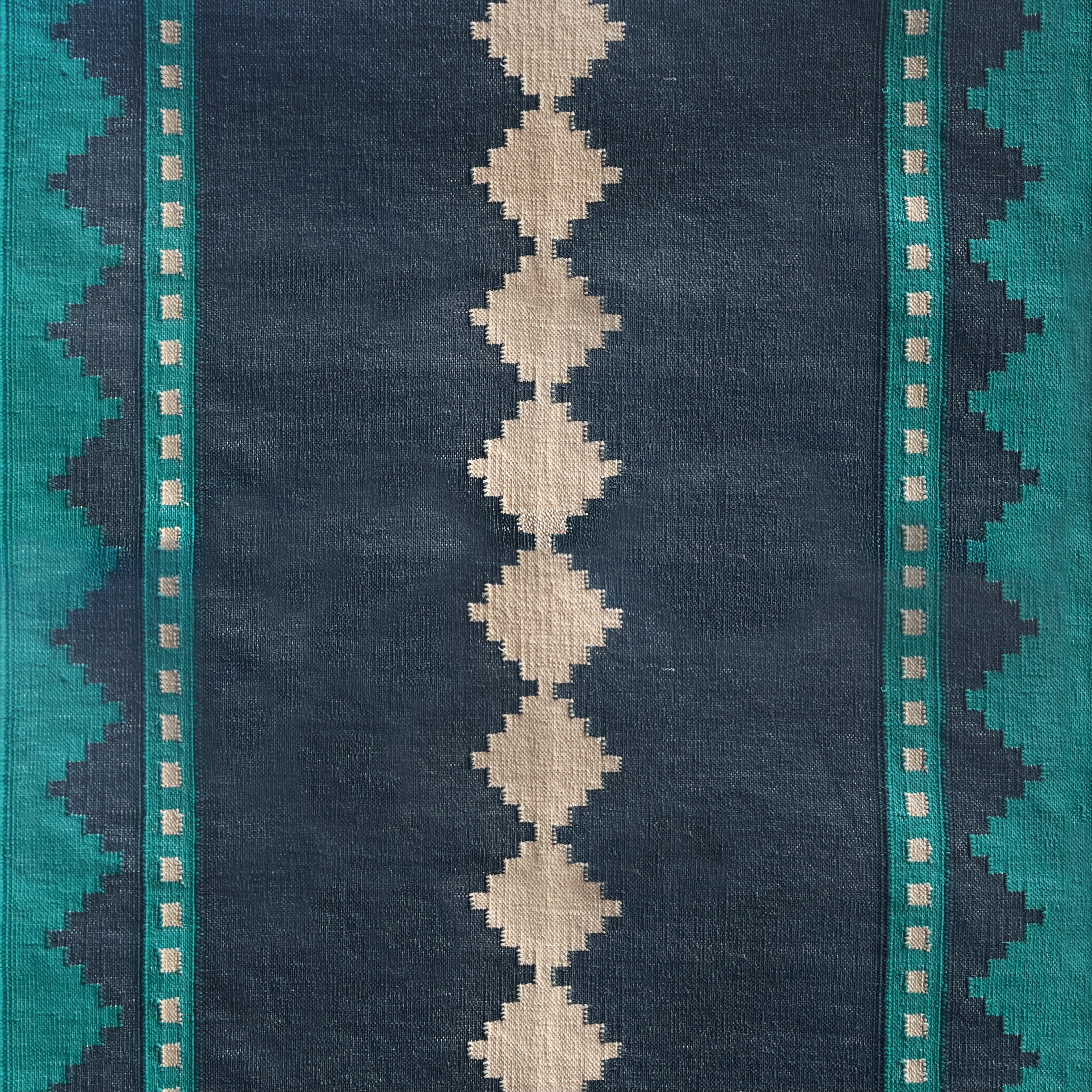 Terra Blue raw cotton stair runner by Sophie Cooney Runners