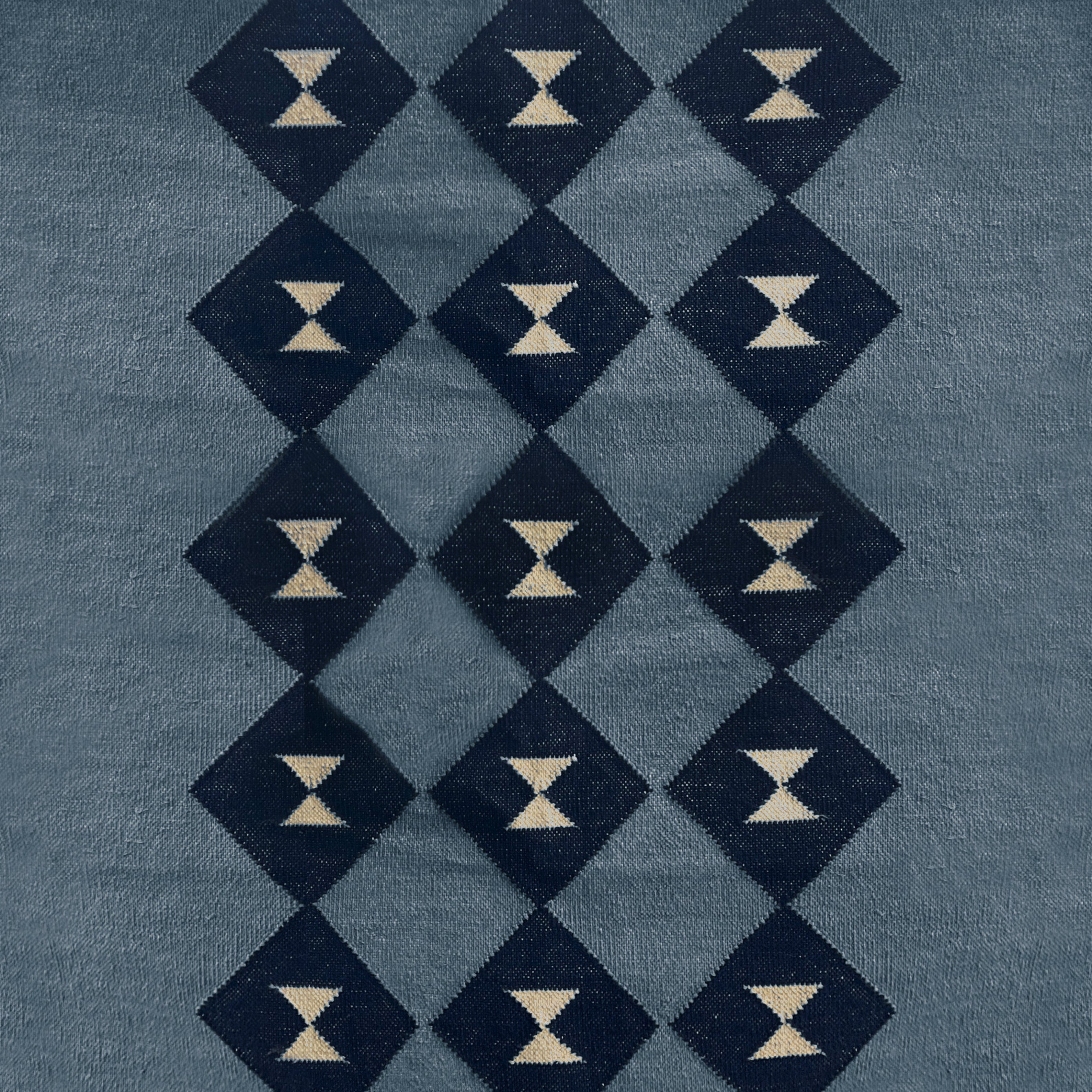 Tribal Blue raw cotton stair runner by Sophie Cooney Runners