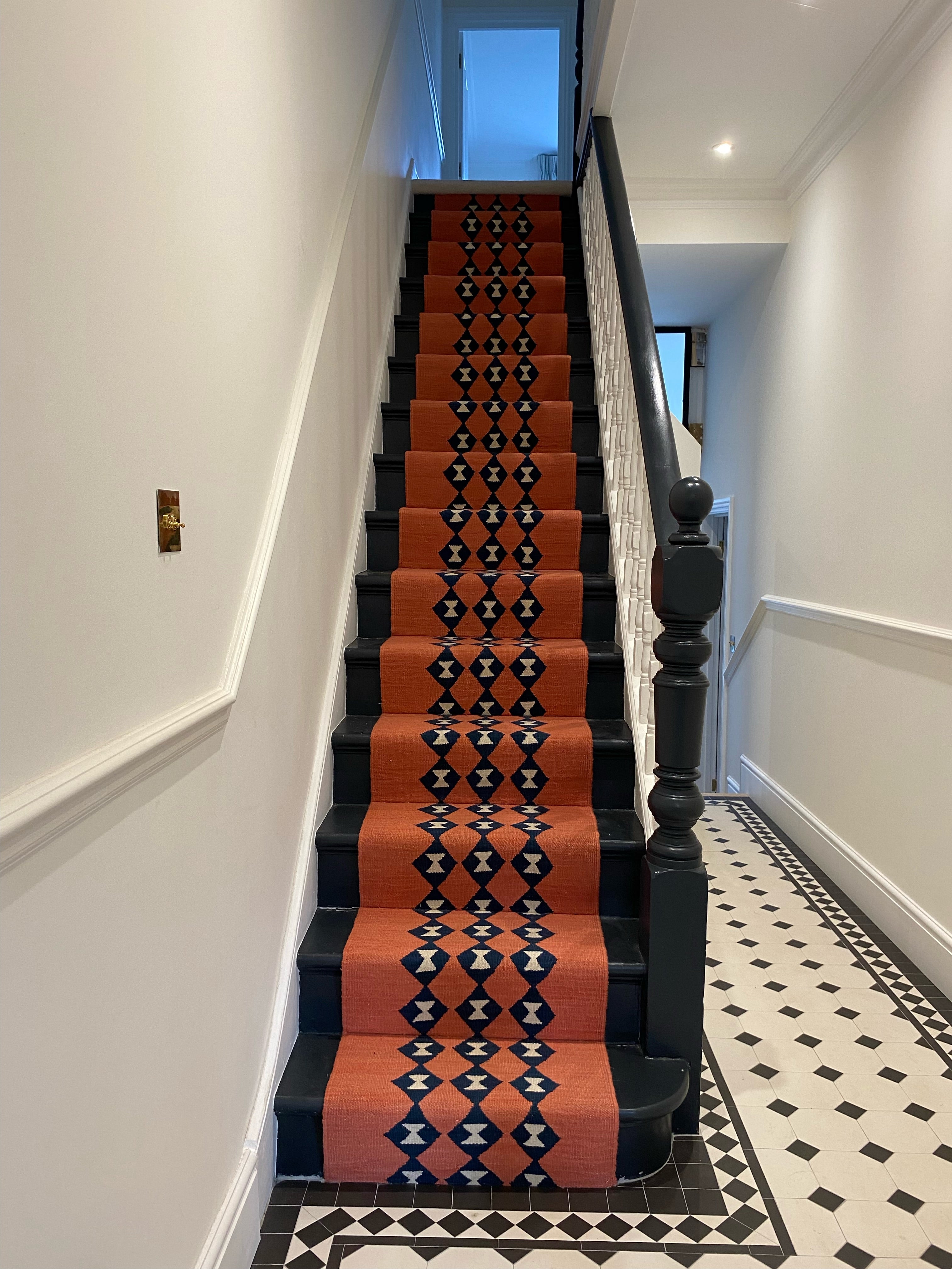 Trai salmon raw cotton stair runner by Sophie Cooney Runners