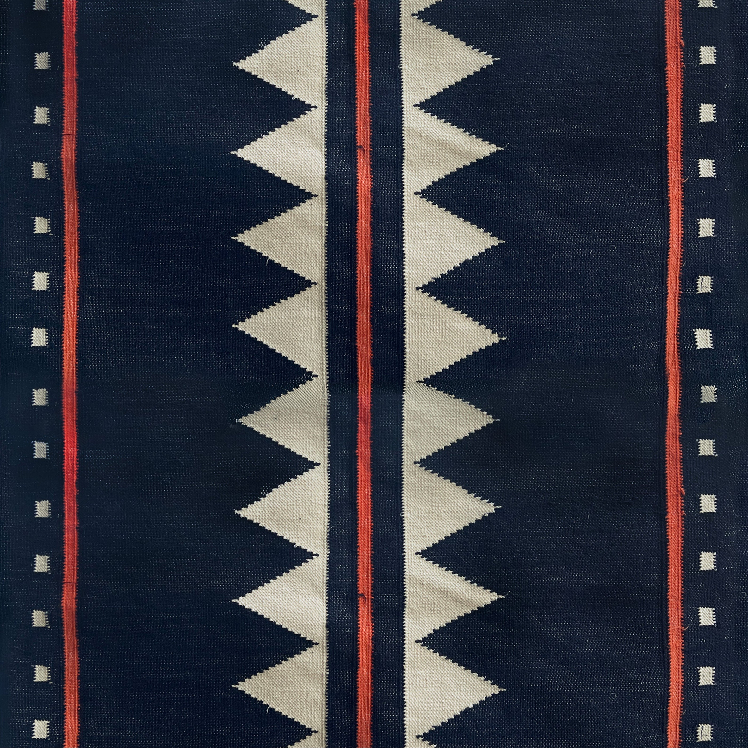 Zuri navy raw cotton stair runner by Sophie Cooney Runners