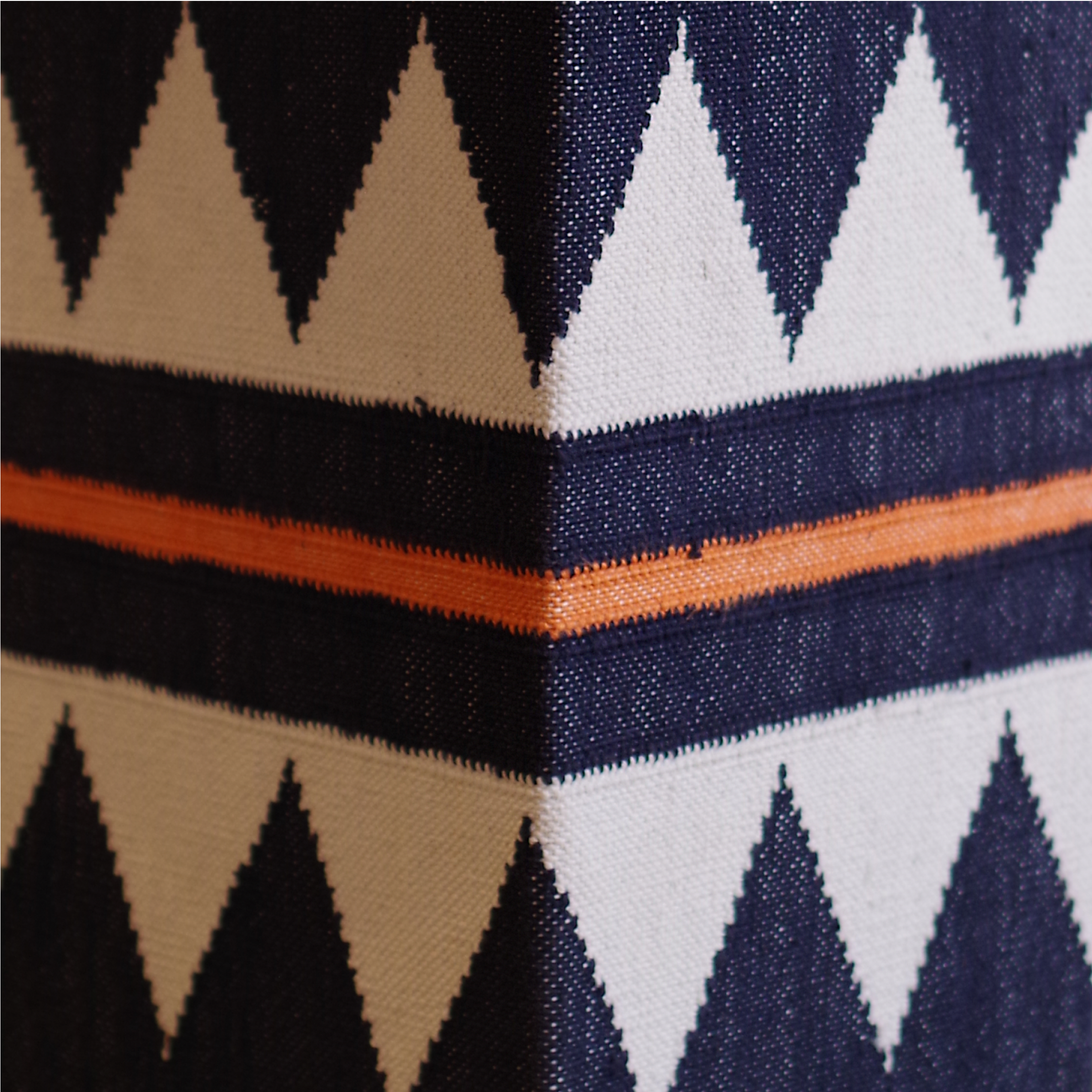 Zuri navy raw cotton lamp close up by Sophie Cooney Runners
