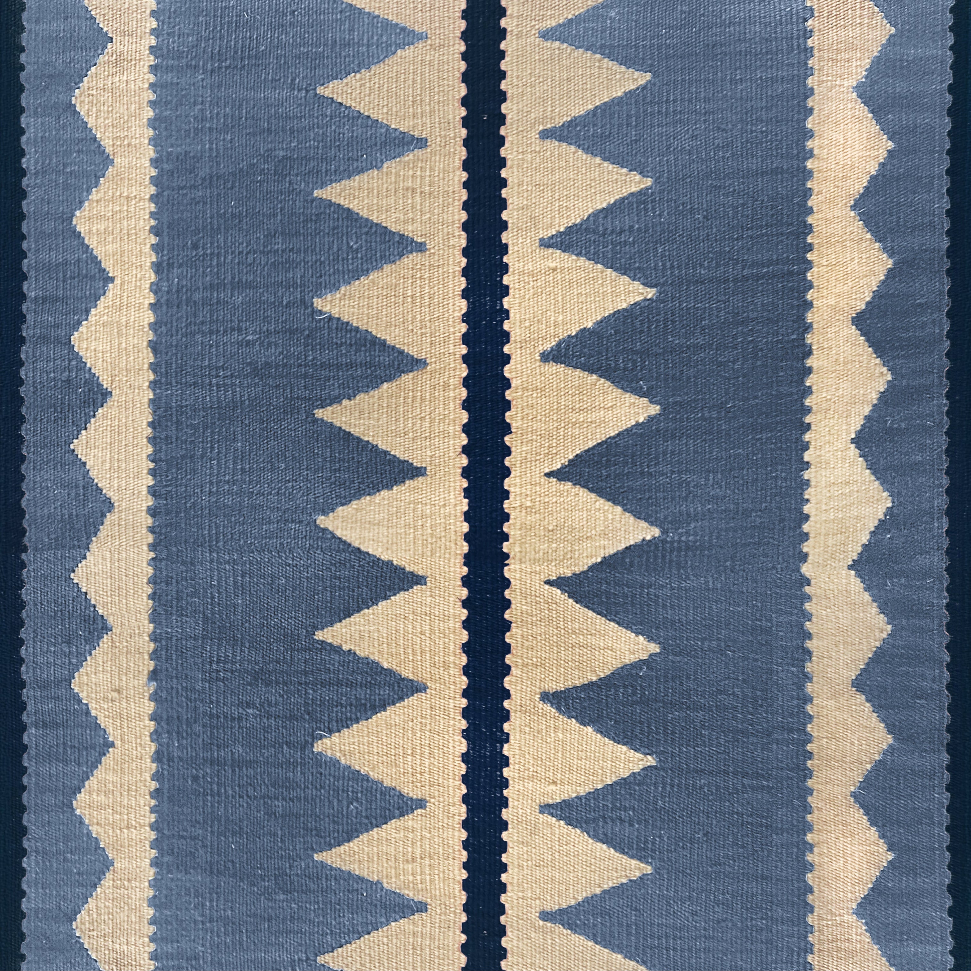 Zurianna Sky Blue wool stair runner by Sophie Cooney Runners